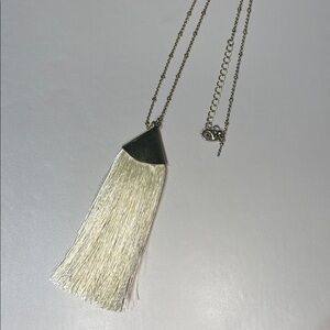 Elegant Silver and Cream Tassel Necklace
